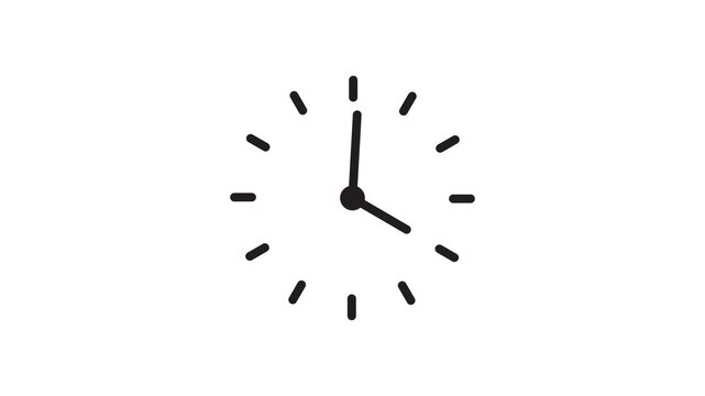 Clock spinning animation on white background. Stopwatch animation. watch animation. Clock icon flat style 24 hours day fast speed with moving timer clock rotation. watch animation 4k video
