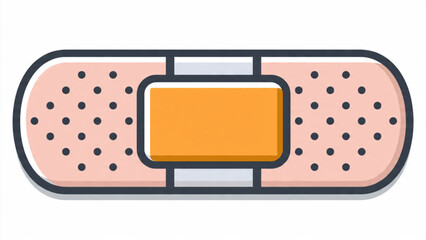 Illustration of a beige bandage with orange adhesive pad and dotted design for medical first aid © Neroa Nf