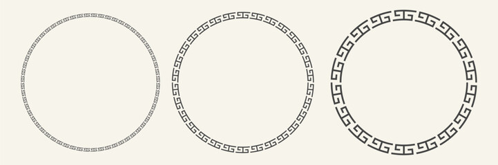 Fototapeta na wymiar Greek key frame seamless pattern. Set of round antique border. Vector