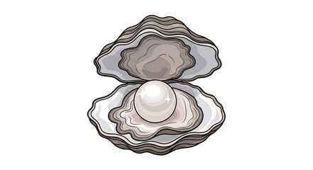 Open Oyster Shell Revealing a Lustrous White Pearl. © Pae