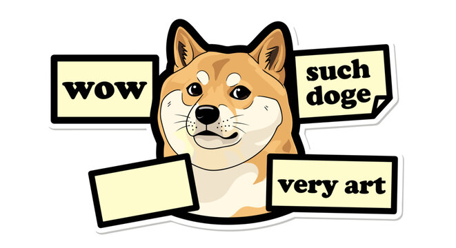 Shiba Inu Doge Meme Character with Text Boxes.