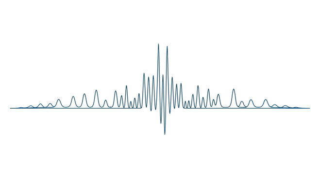 Sound wave, audio signal, waveform graph, blue vector illustration