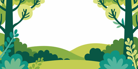 Forest Landscape Illustration In A Flat Colorful Style © Ratan