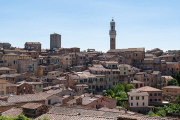Naklejka premium Panoramic view of Siena in the spring, Italy 