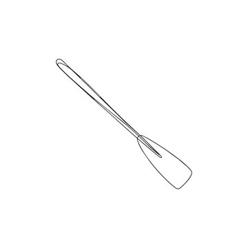 Outline of wooden oar or paddle, rowing equipment, black line style isolated.