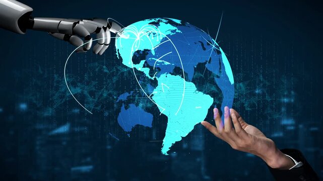 AI supports global data exchange with intelligent infrastructure, virtual assistant visualizations, and artificial intelligence tools for network connectivity analysis. Thunk