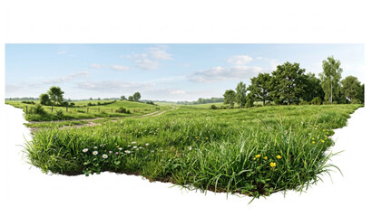 Lush grass banner isolated on white background realistic 3D render illustration © Mousumi