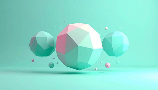 Geometric shapes with pastel colors in 3D space