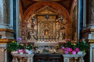 Naklejka premium Chapel of Saint Catherine within a niche of Basilica di San Domenico (Basilica Cateriniana) , gothic styled church in Siena, Italy