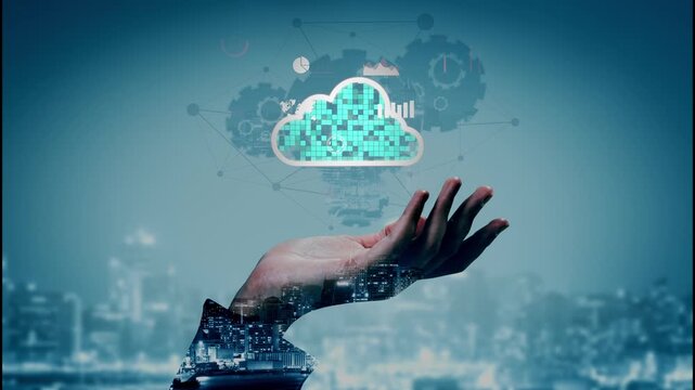 Cloud computing, cloud strategy, and cloud technology transforming digital infrastructure with scalable services, secure data storage, and cloud-based digital business solutions. Thunk