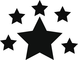 Obraz premium Black star shapes, starburst icons, five pointed stars, vector graphics