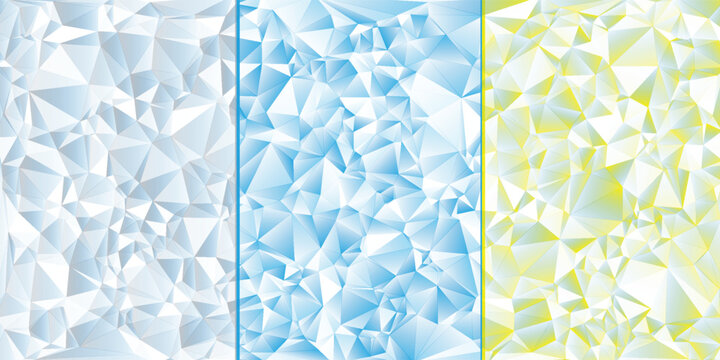 Ice crystal low poly abstract background with frozen geometric pattern panels vector design