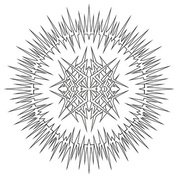 Exploding starburst ring halo cyber tribal tattoo graphic design.