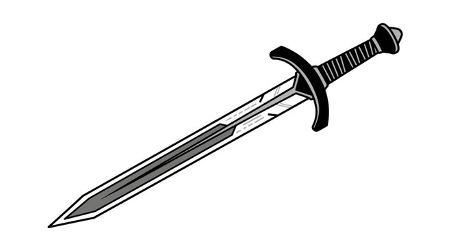 Medieval Sword Silhouette, Fantasy Weapon Icon, Knight's Blade, Vector Graphic