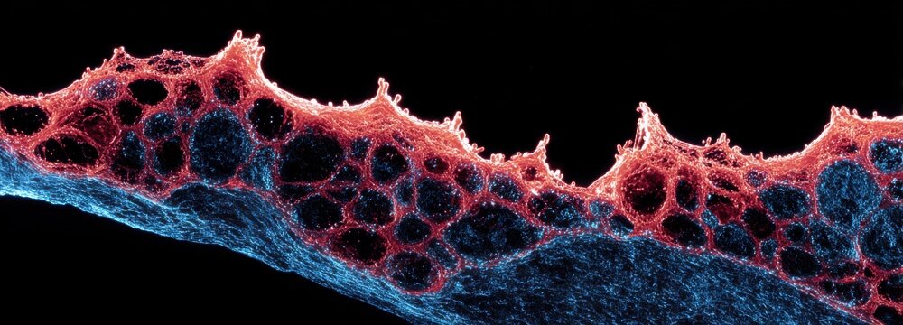 Close view of micro-hemorrhage and inflamed tendon sheaths in medical study