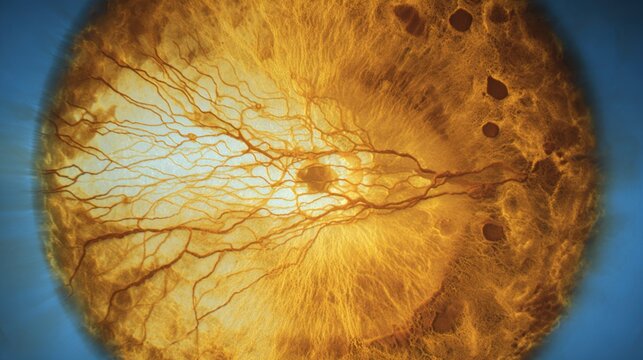 OCT macular scan shows clear details of diabetic macular edema and retinal thickening