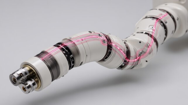 Macro view of flexible robotic grasper shaft with segmented bending modules