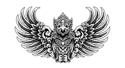 Fototapeta premium Ornate Garuda Bird Creature Illustration.