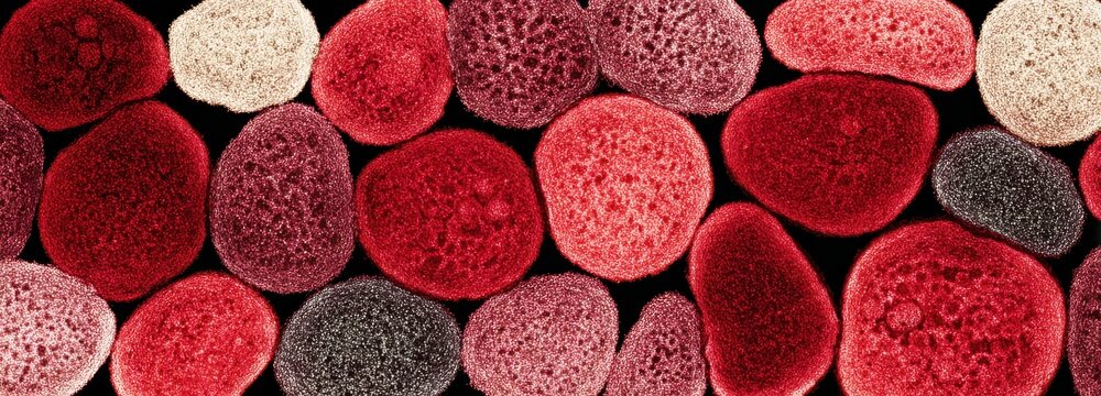 Macro view of microcytic hypochromic red blood cells in hematology smear