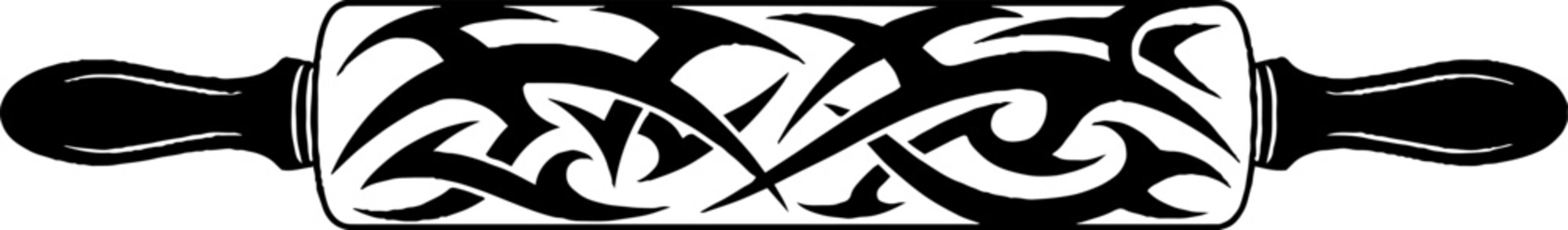 Rolling pin with black tribal pattern design