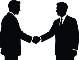 Fototapeta premium Businessmen Shaking Hands in Black Silhouette