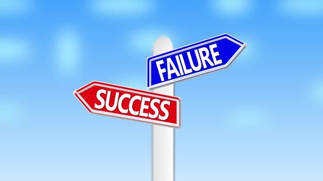 Success vs failure directional signpost concept: choosing the right path for business growth and career development 4k