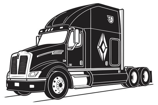 Semi truck with a large sleeper compartment and diamond logo on side panel