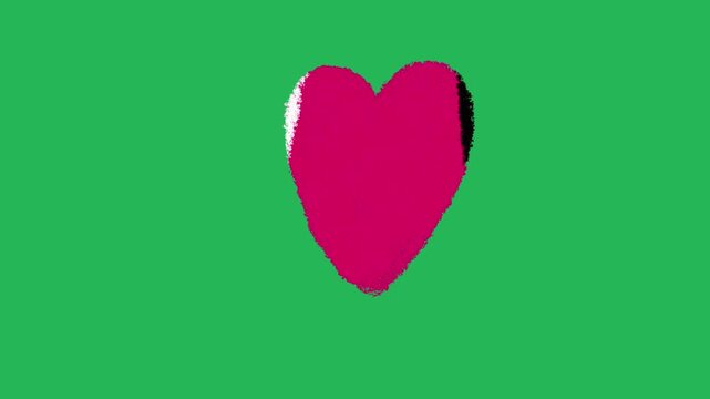 Hand Drawn Heart Transition 2D Animation Green Screen Asset | Cute Doodle Love Heart Motion Transition Overlay | Hand-Drawn Romantic Heart Shape Transition Effect