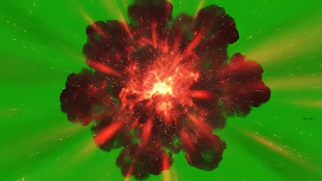 Explosion Effect with Lens Flare and Green Screen Background.
