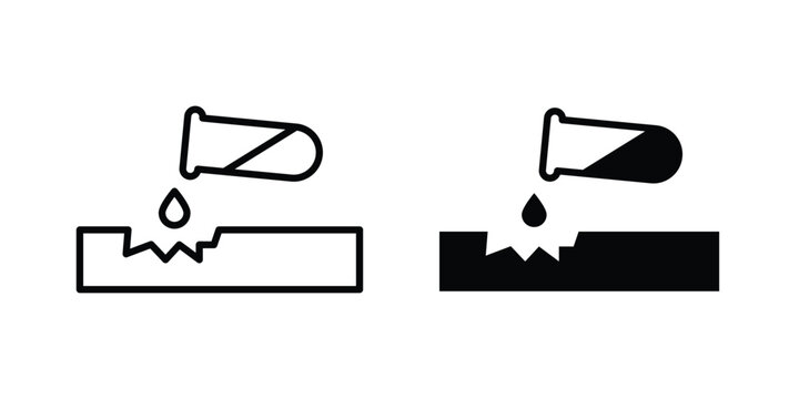 Corrosive substance icon or symbol set