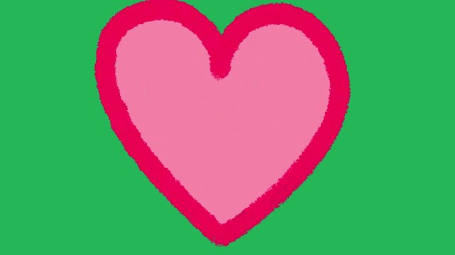 Hand Drawn Heart Transition 2D Animation Green Screen Asset | Cute Doodle Love Heart Motion Transition Overlay | Hand-Drawn Romantic Heart Shape Transition Effect