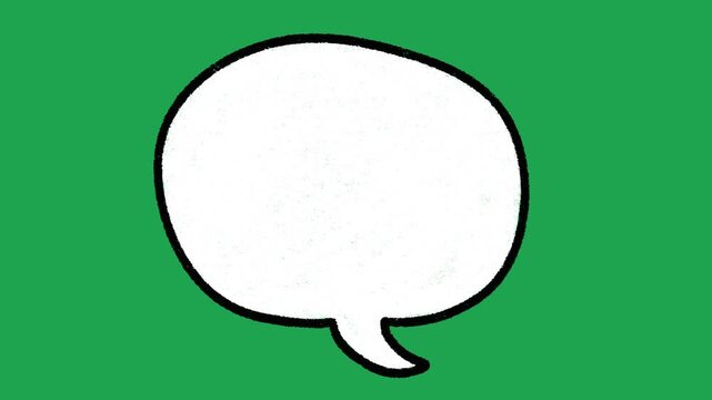 Hand Drawn White Oval Speech Bubble Animated Comic Book Dialogue Overlay Element on Green Screen Background