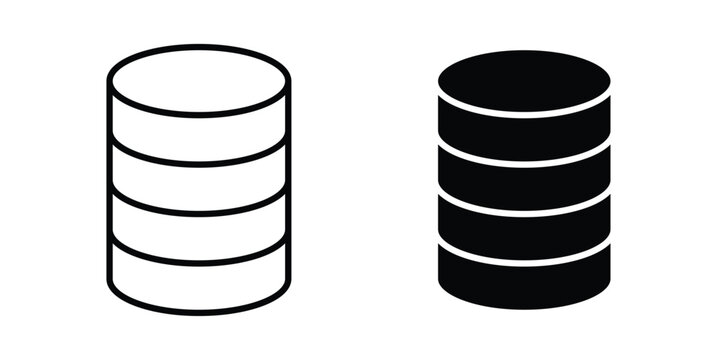Cylinder database icon or symbol set