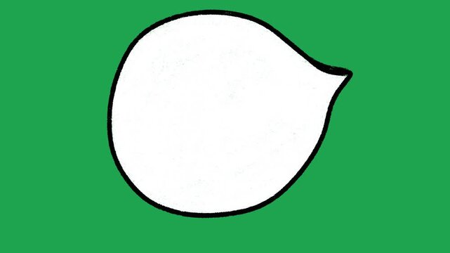 Hand Drawn White Round Speech Bubble Animated Comic Book Overlay Element on Green Screen Background