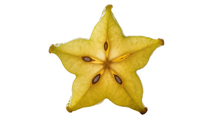 Fototapeta premium Star fruit slice with seeds and translucent flesh
