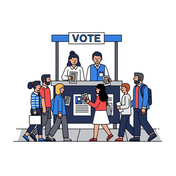 People Voting at a Polling Station.