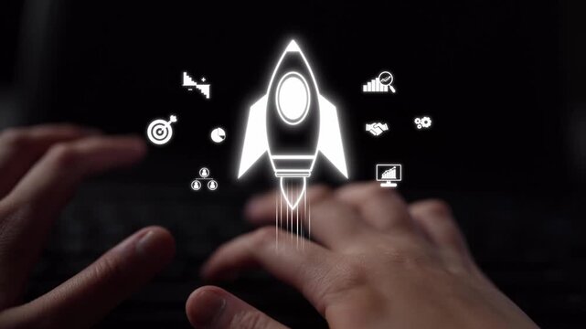 Startup launch and business growth concept, rocket symbolism, entrepreneurship, startup innovation, and early-stage success strategies for new business development and expansion. Muxer