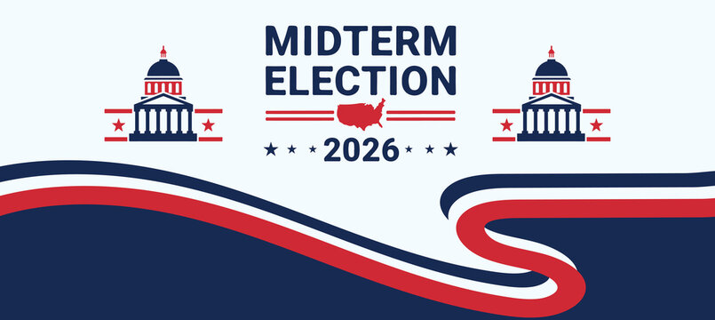 Modern USA Midterm Elections 2026 Political Campaign Banner with Patriotic Style