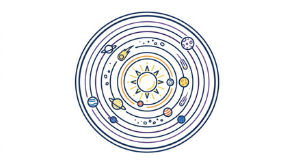 Illustration of the Solar System with the Sun and Planets. © Brodin