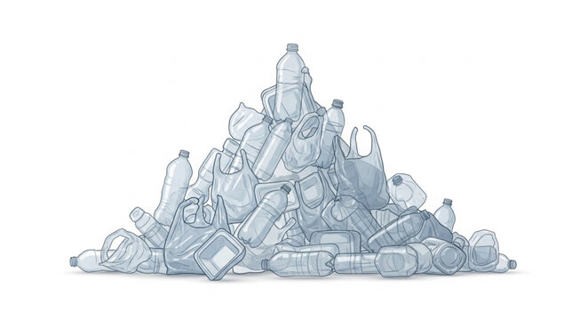 Pile of Empty Plastic Water Bottles Ready for Recycling.