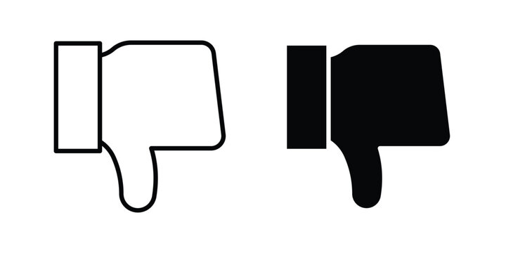 Thumb down icon or symbol set