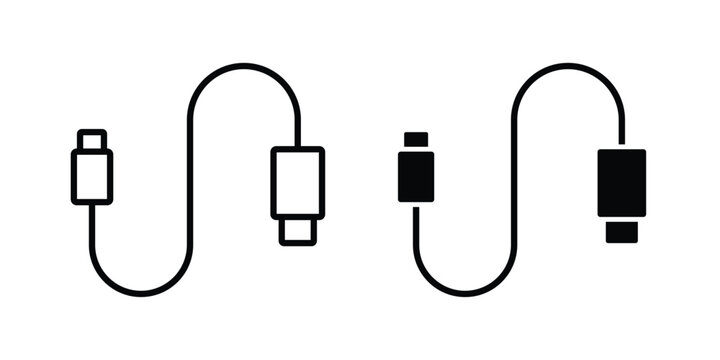 USB type c icon or symbol set