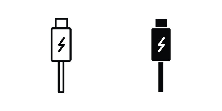USB type c icon or symbol set