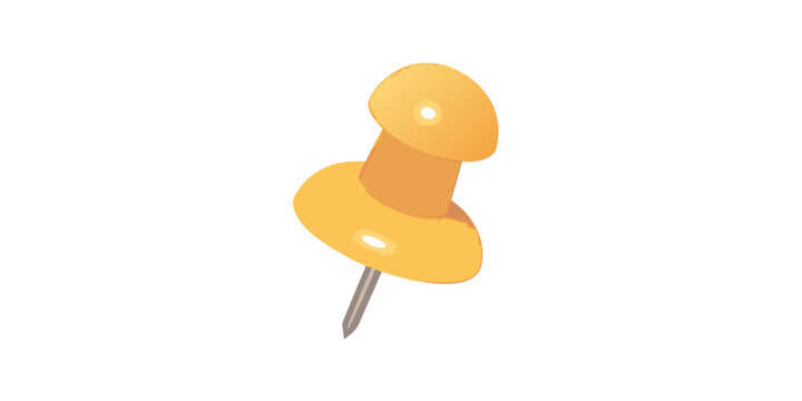 Orange push pin isolated on a white background