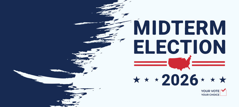Professional USA Election 2026 Banner with Patriotic Ribbon and Political Theme