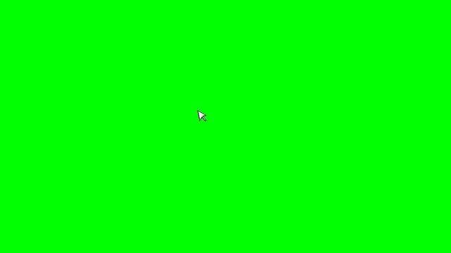 Close-up of a computer mouse cursor hovering over a vibrant green screen background, perfect for chroma keying and video editing