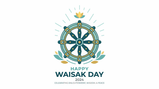 Sacred Dharma Wheel Symbol for Happy Waisak Day