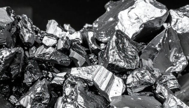 Close-up of a pile of shiny black coal lumps.