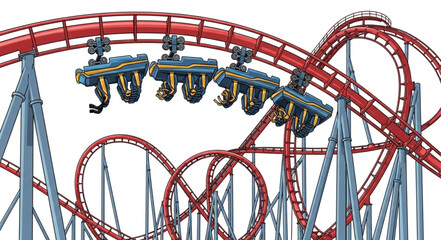 Roller coaster ride with people enjoying thrill. © Putra