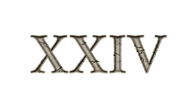 Roman numeral twenty four weathered texture.